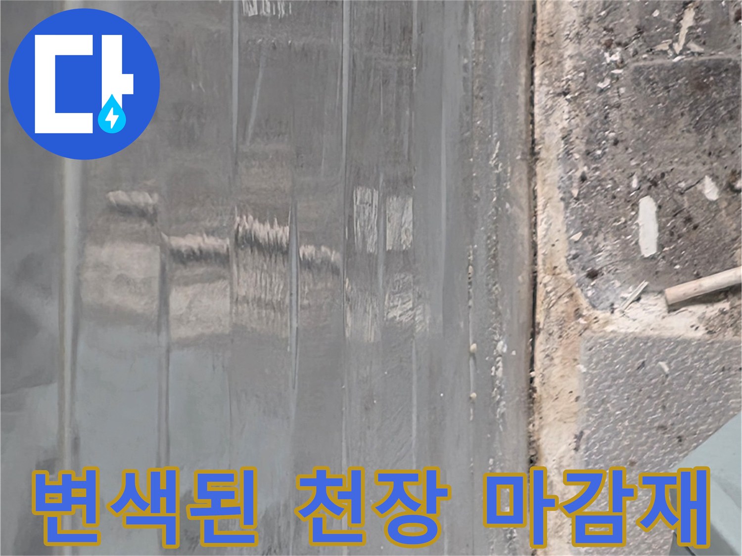 습기로 인해 번들거리는 천장 텍스 부위