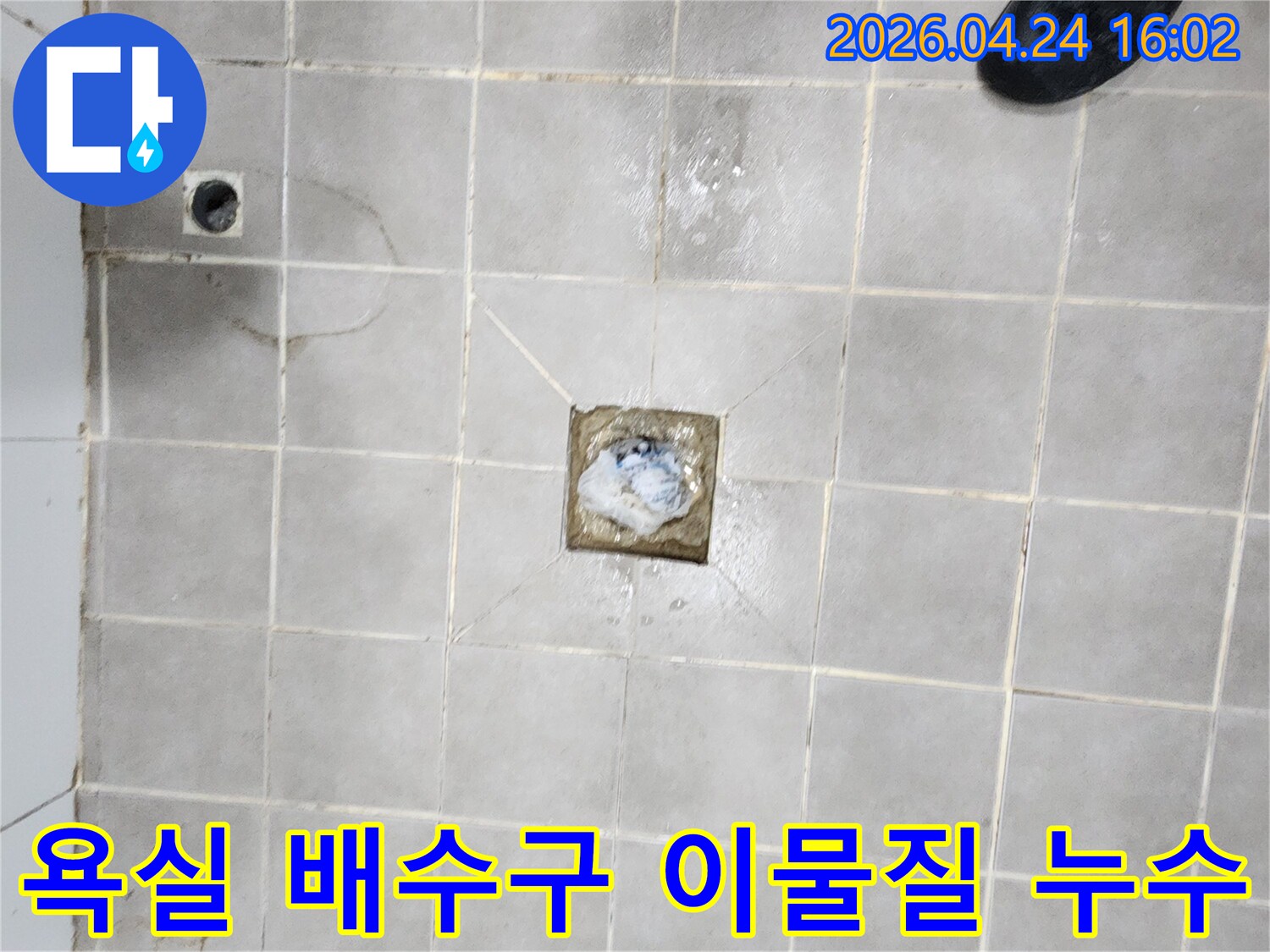 서대문구-욕실-배수구-이물질-막힘으로-인한-누수-현장을-점검하는-모습