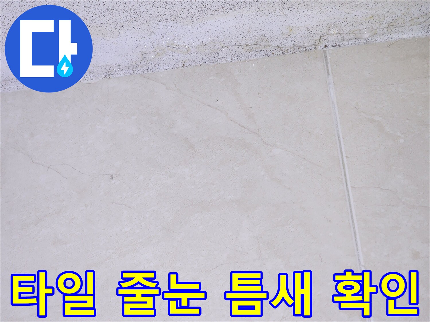 기흥구 현장-타일 사이의 벌어진 메지 상태를 촬영한 사진입니다.