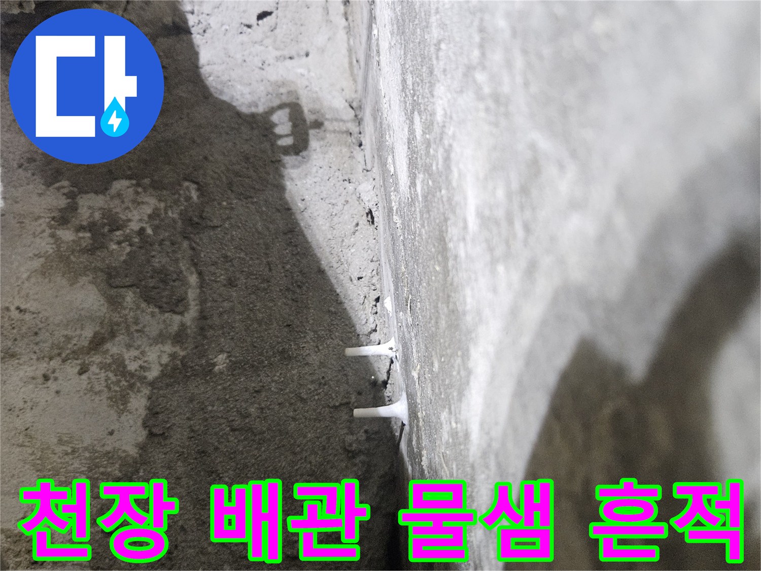 아파트 화장실 천장 슬래브-배관 주변 습기 및 오염 확인