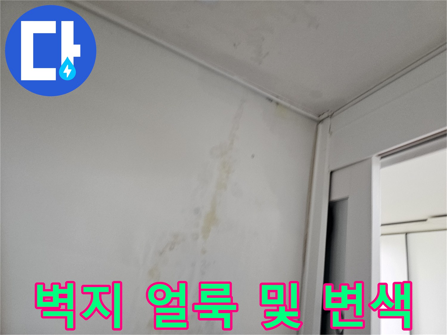 물샘-현상으로-인한-벽면-얼룩과-변색-부위