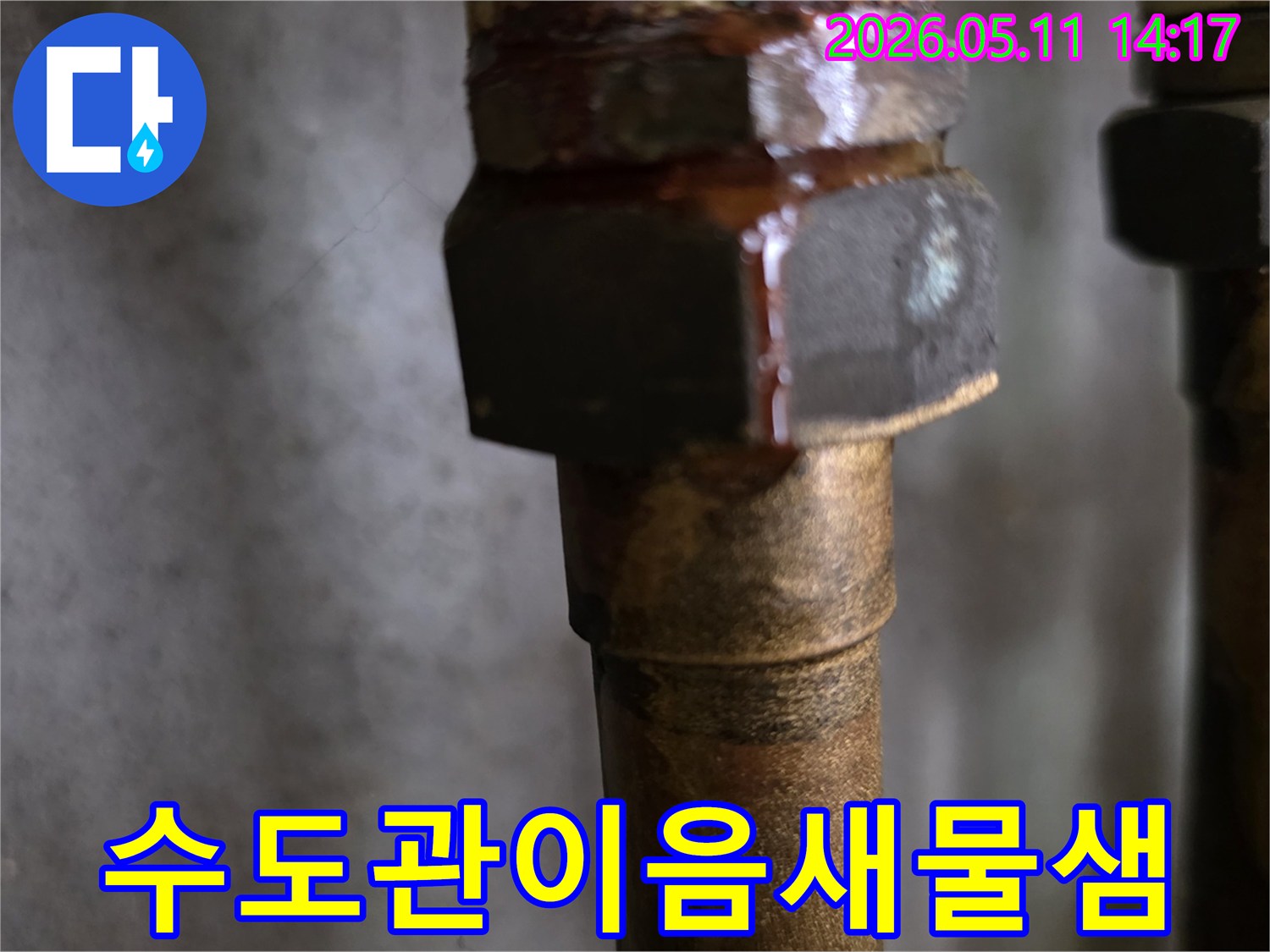 오래된-아파트-수도관-연결부에서-발견된-물샘-현장-사진입니다