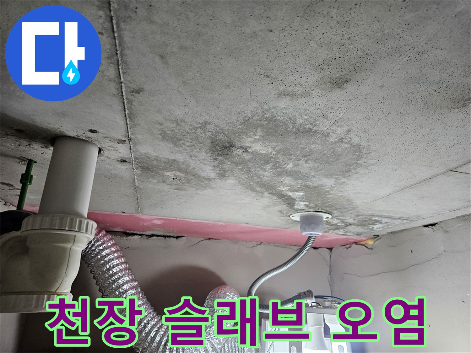 콘크리트-슬래브-표면의-습기-및-오염-부위