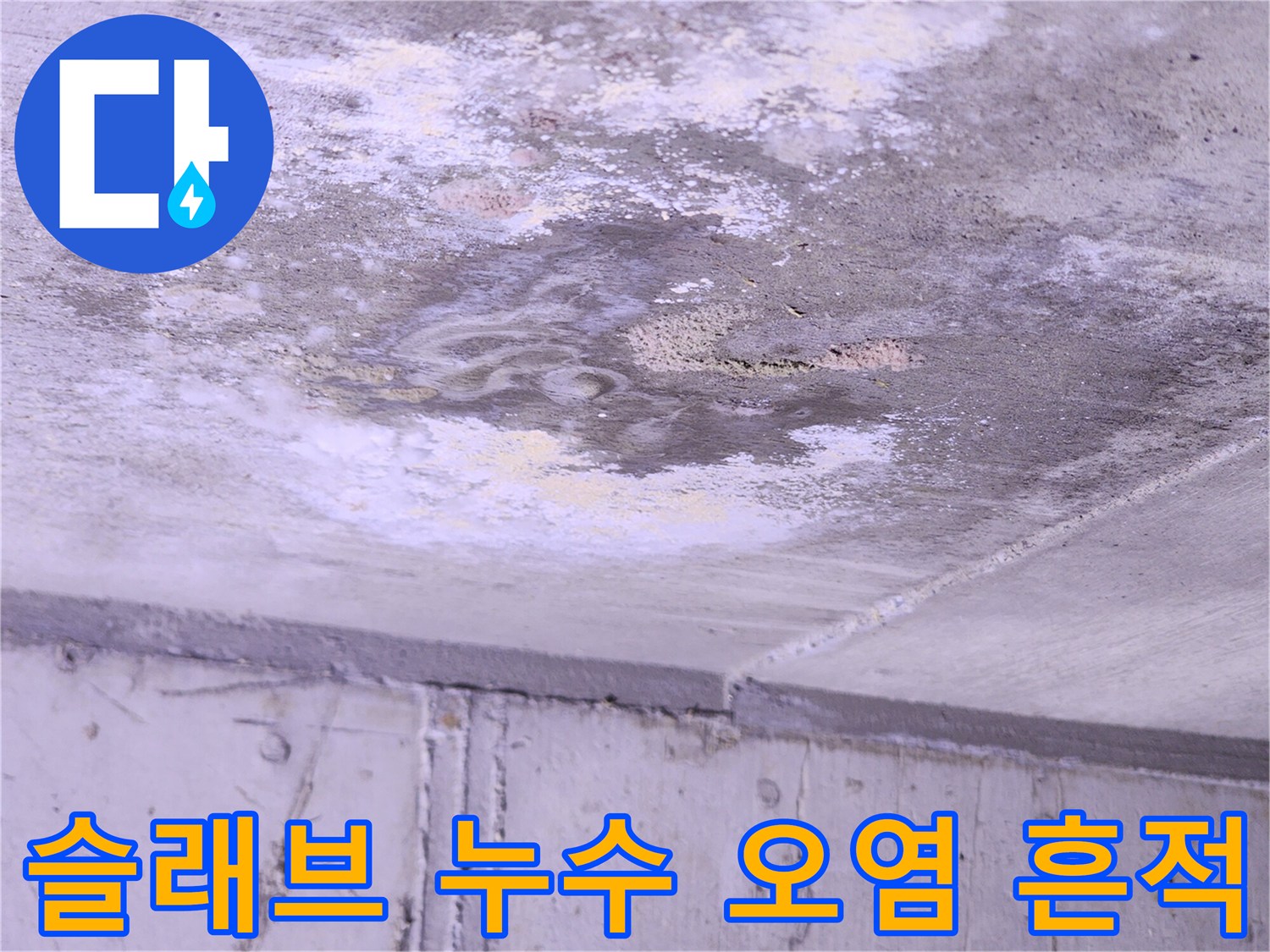 습기가 스며든-주방 천장 콘크리트 슬래브의 모습