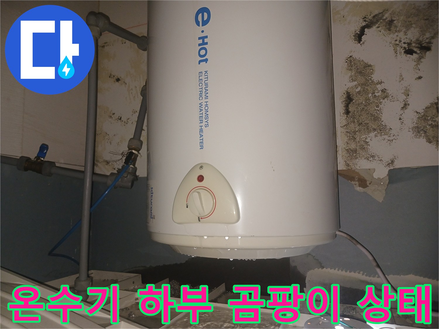 온수기-하단-벽면의-심한-습기와-곰팡이