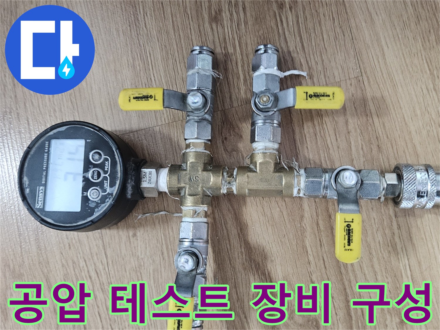 분기 밸브와 압력계가 포함된 배관 진단용 장치
