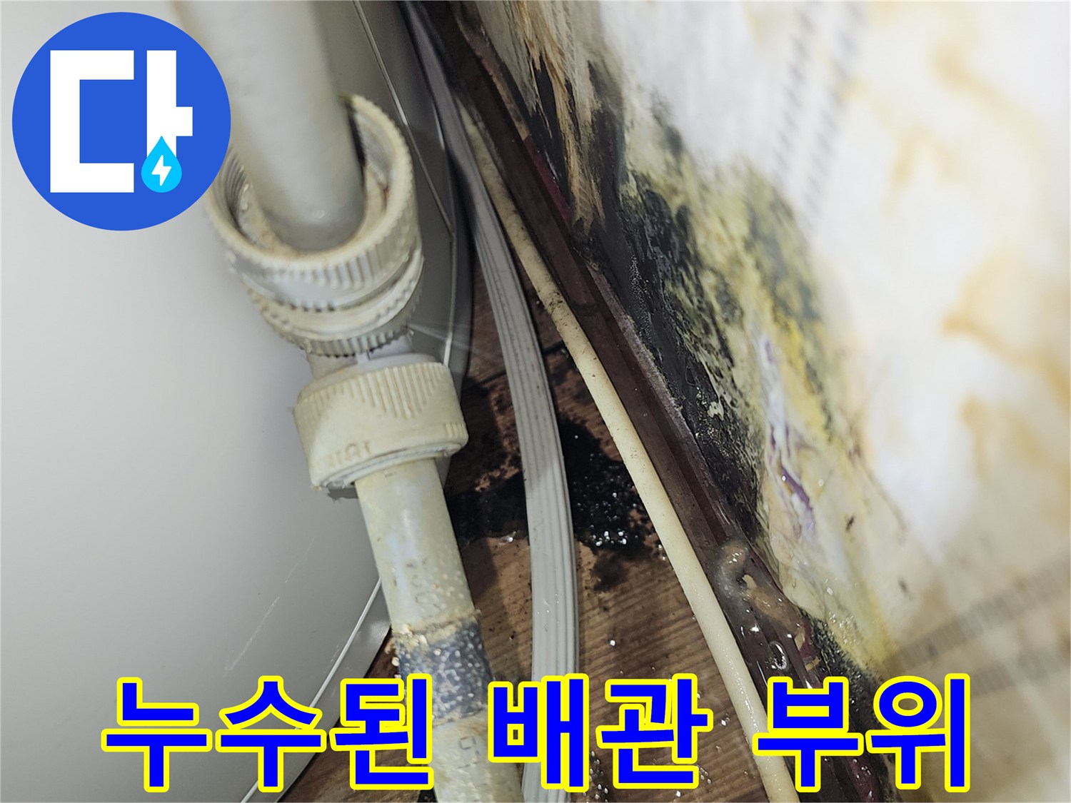 물방울이맺힌 배관과곰팡이가 핀 천장재