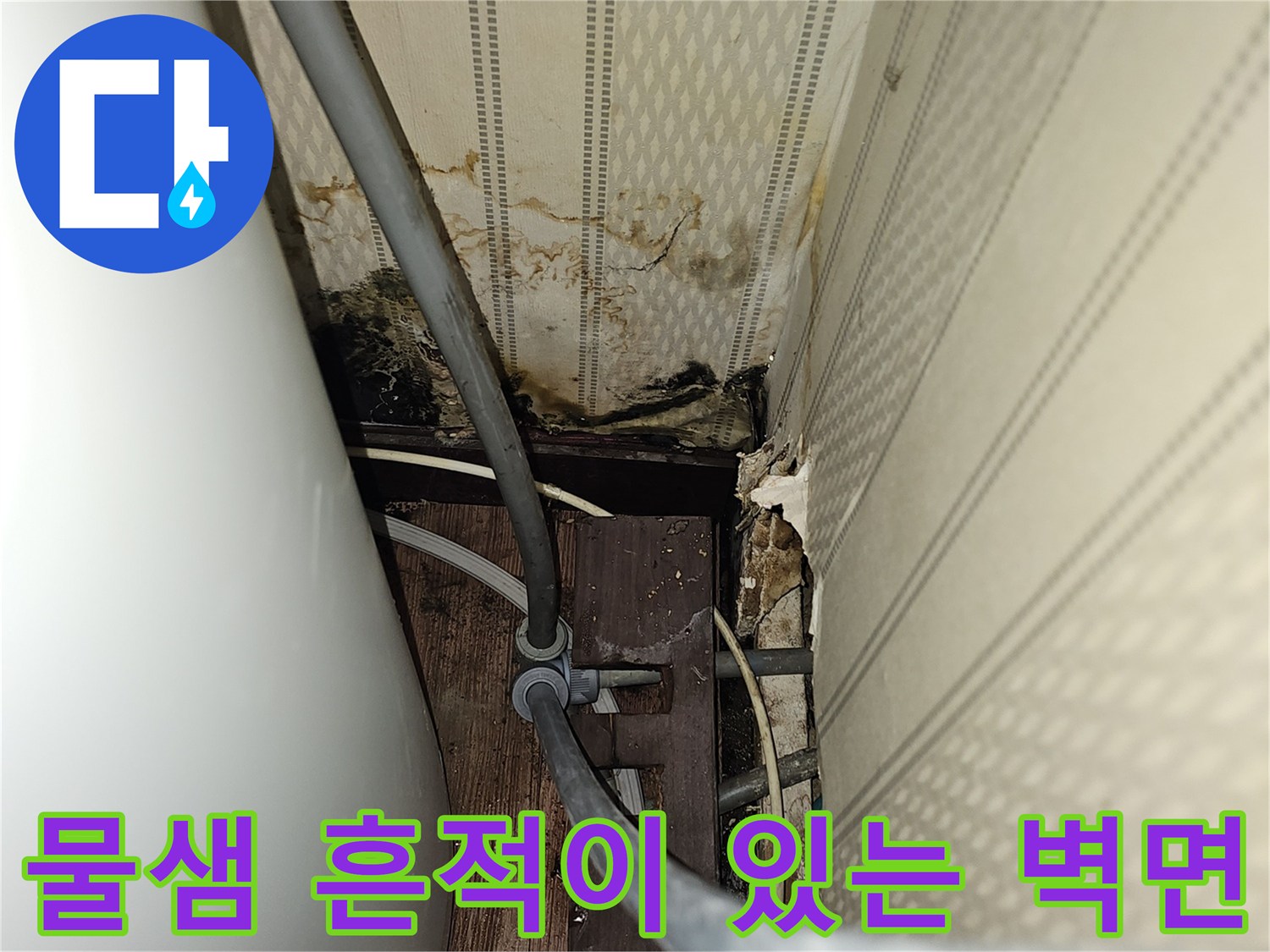 습기로-젖어있는-상가-벽지-배관
