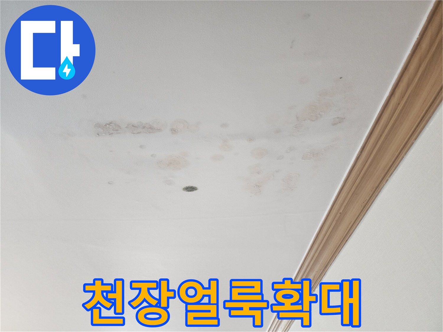 누수로 인해-손상된-아파트 천장의-물얼룩과-오염된-부분입니다.