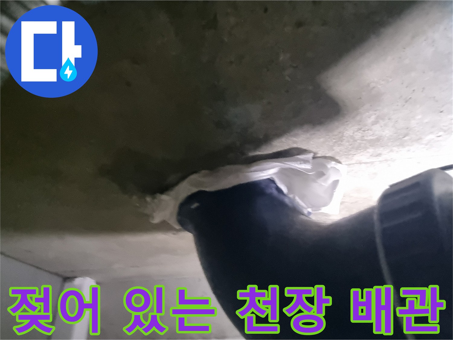 오수 배관과 콘크리트 슬라브의 습기 분포