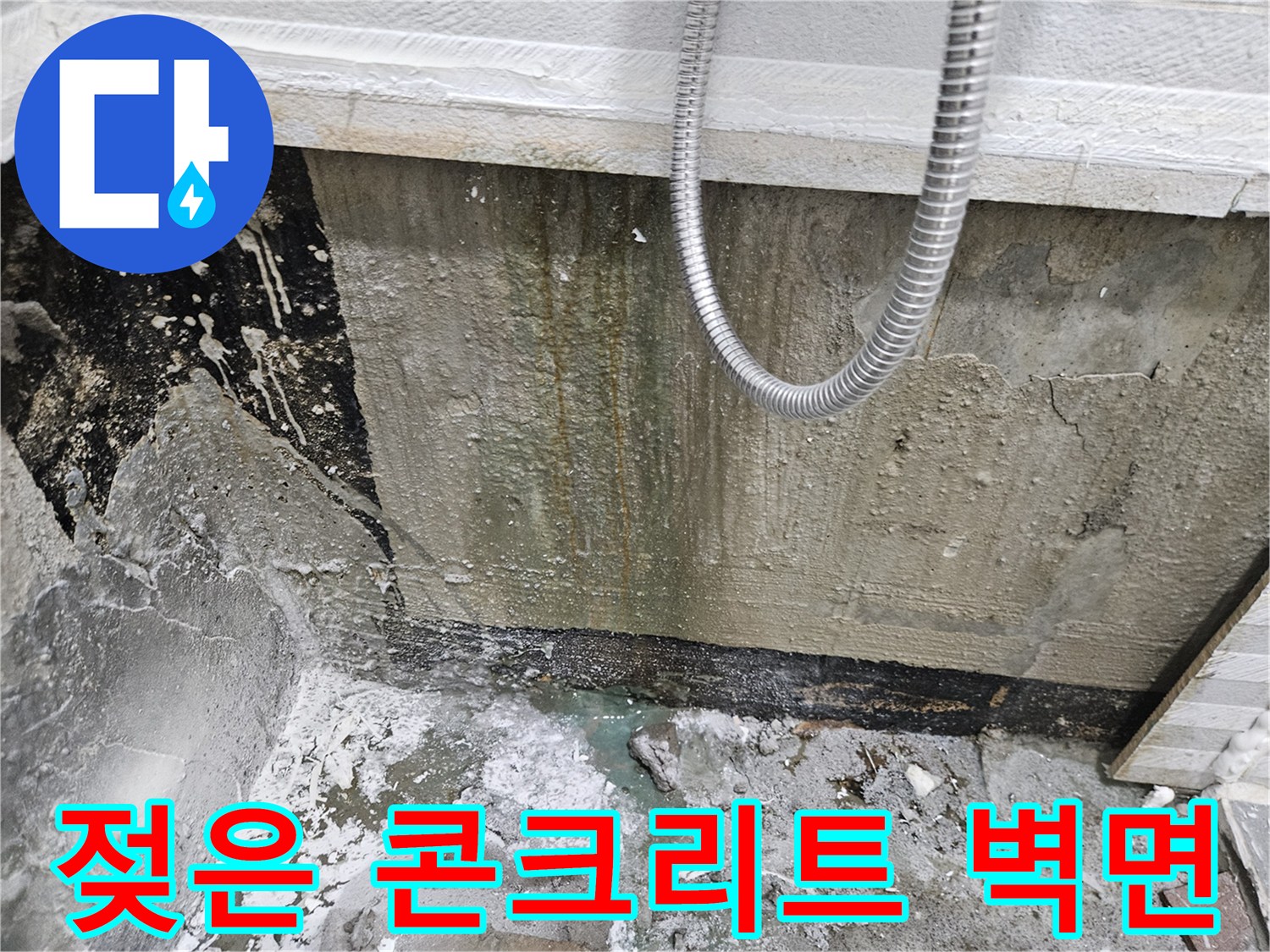 양천구 목동 현장-물샘으로 인해 젖고 변색된 욕실 벽체 면