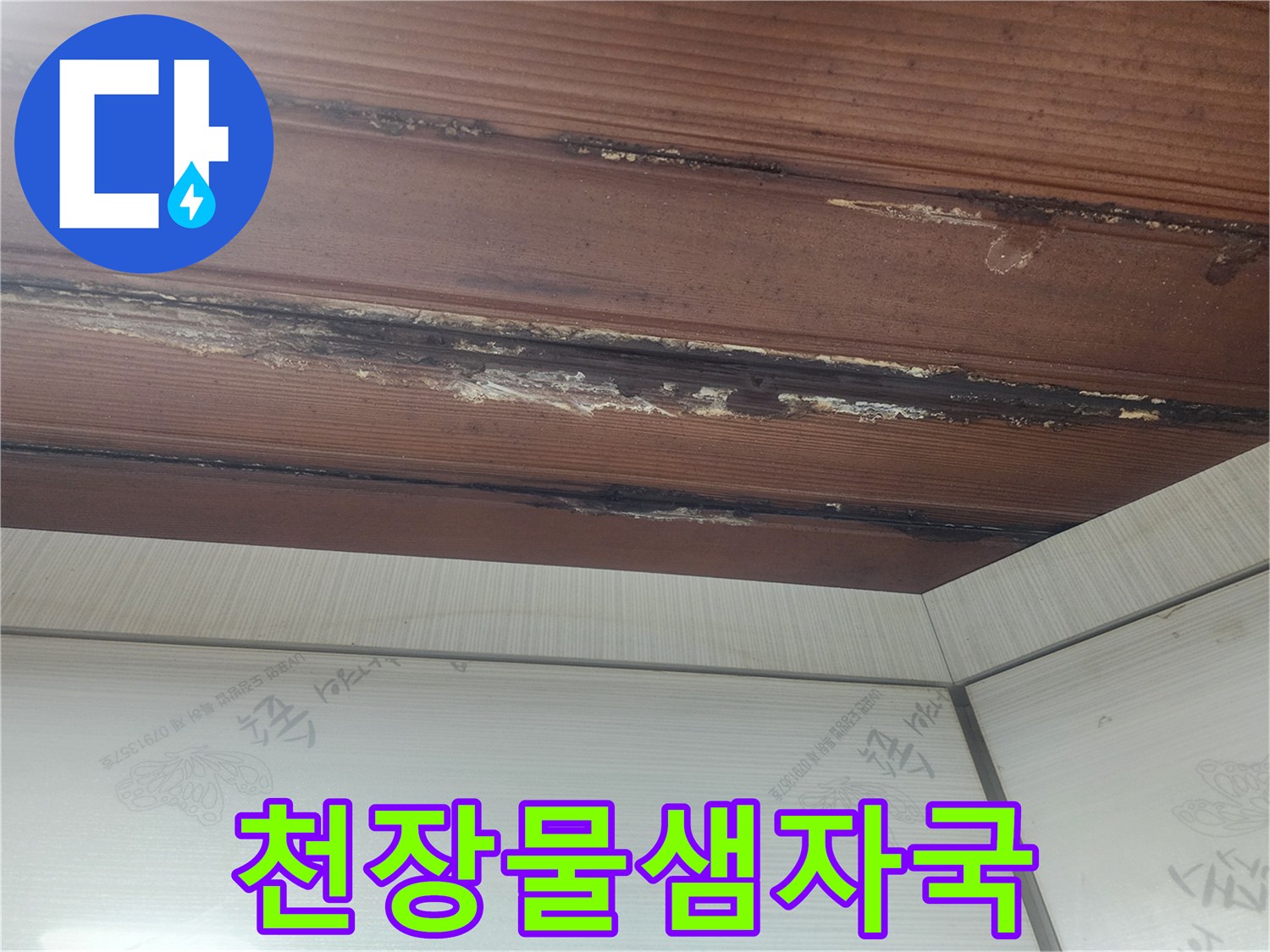 누수-탐지-전문가가-확인한-심각한-천장-물자국-사진입니다.