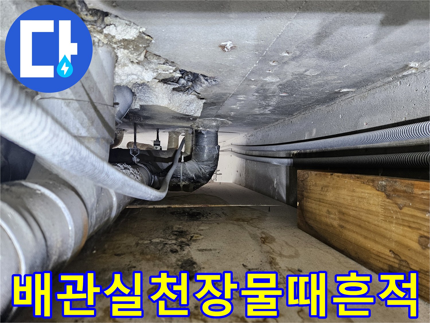 건물-하부-배관-주변의-콘크리트-슬라브-누수-오염-상태