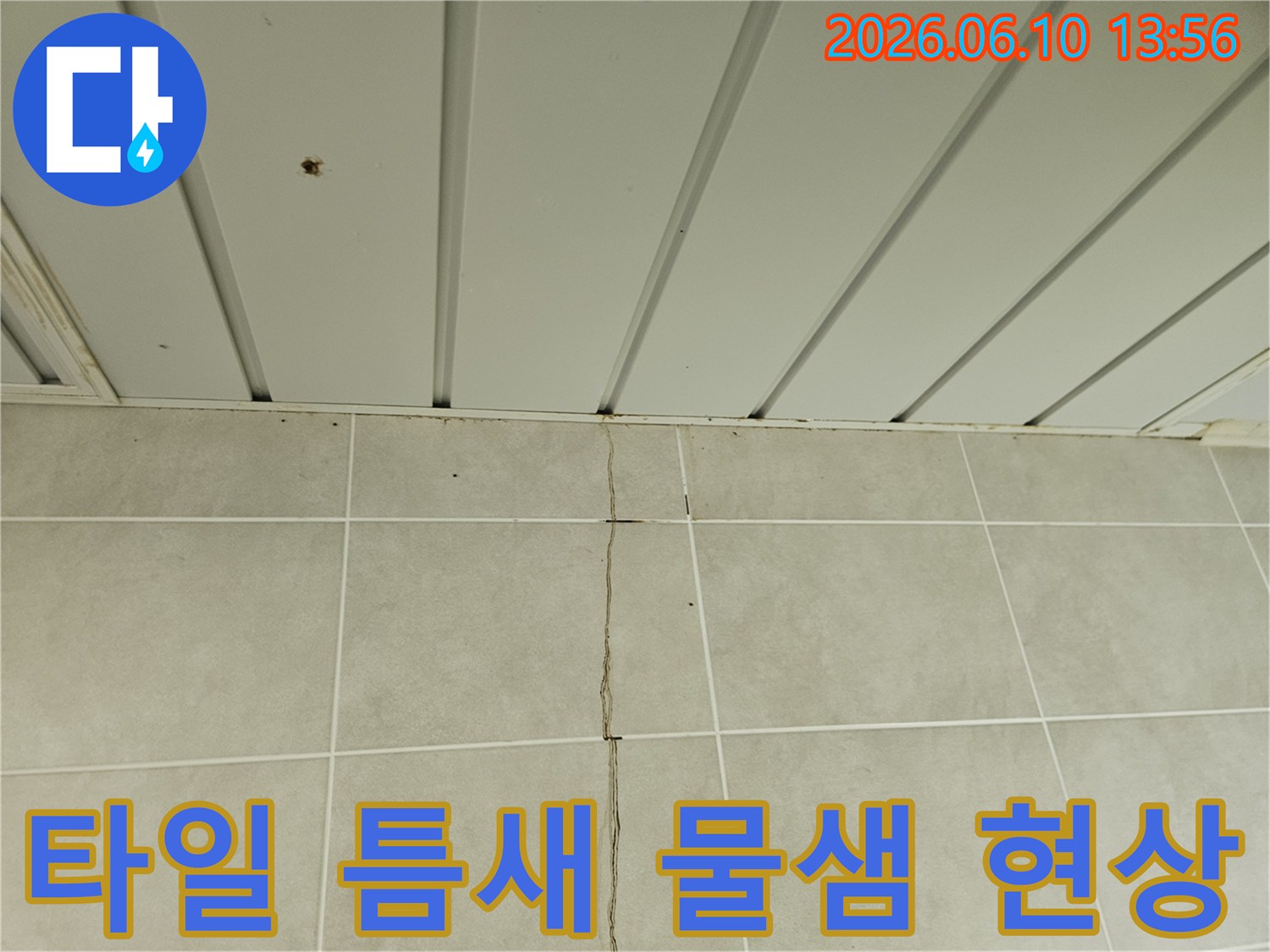 맹호아파트 욕실-타일 균열로 인한-천장 손상 복구가-필요한 누수 현장