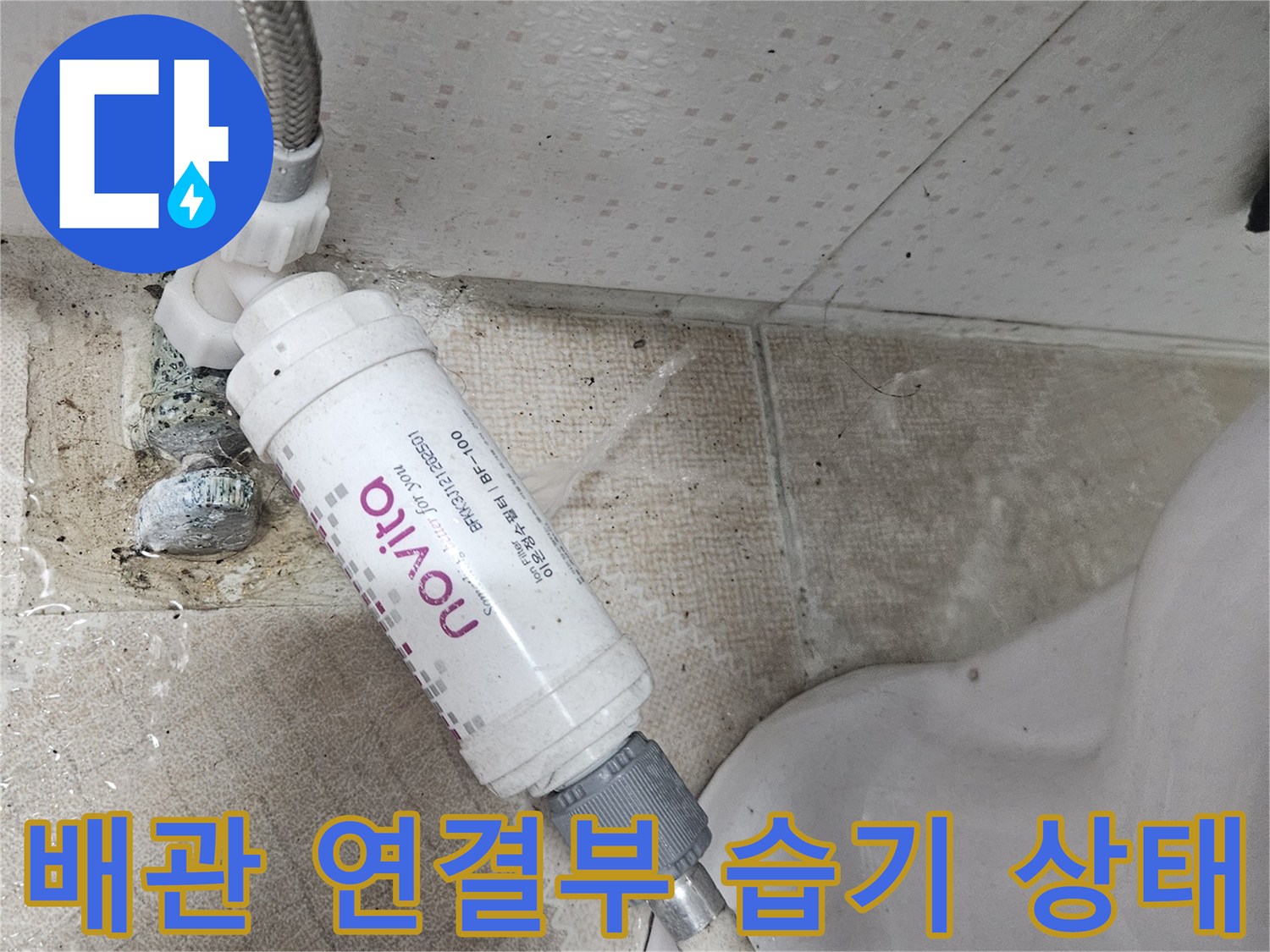 양주시 장흥면-변기 뒤쪽 온수 밸브 및 배관 누수 의심 부위