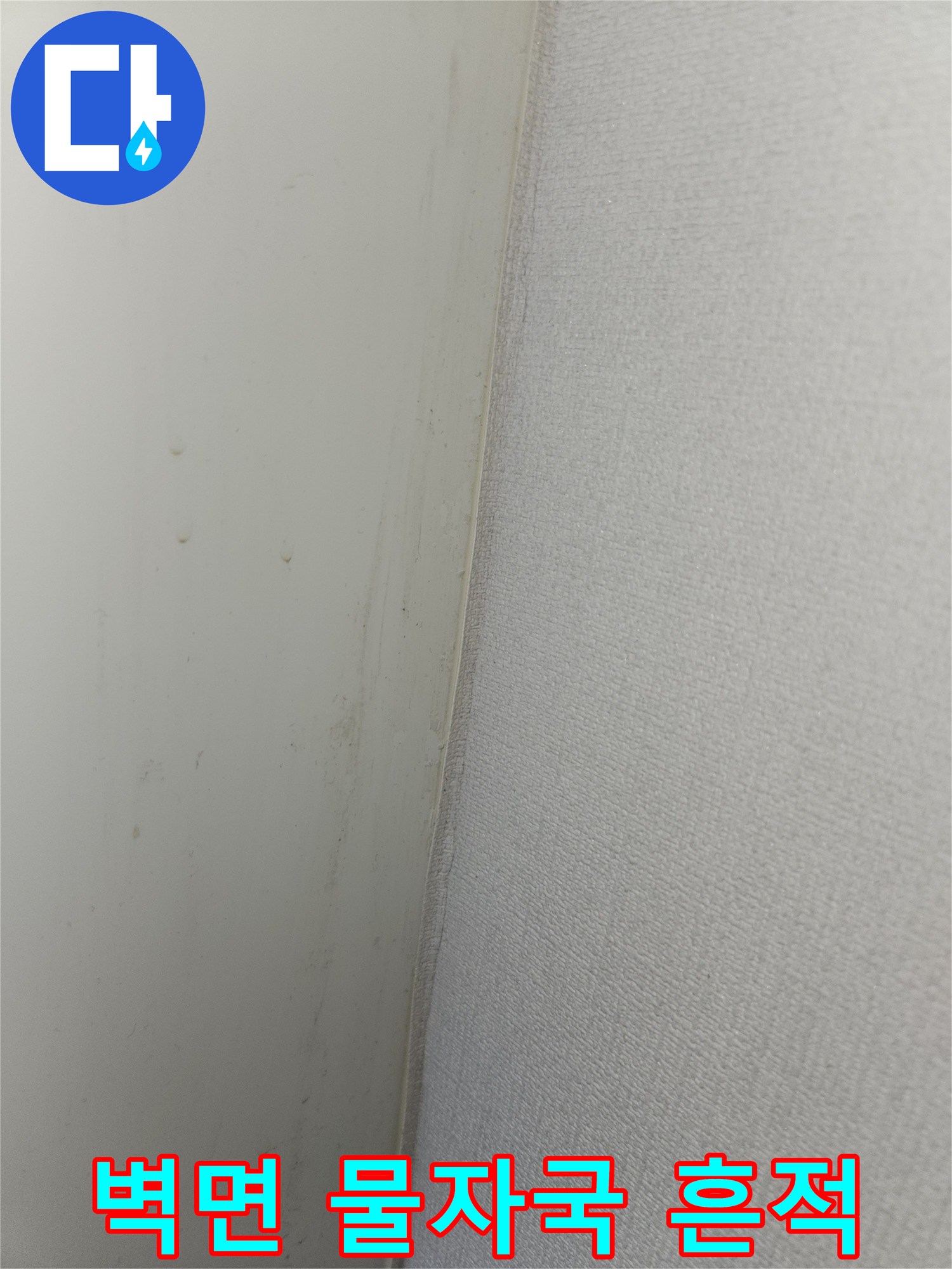 안산 상록구 현장의 벽지 물자국 및 변색 상태