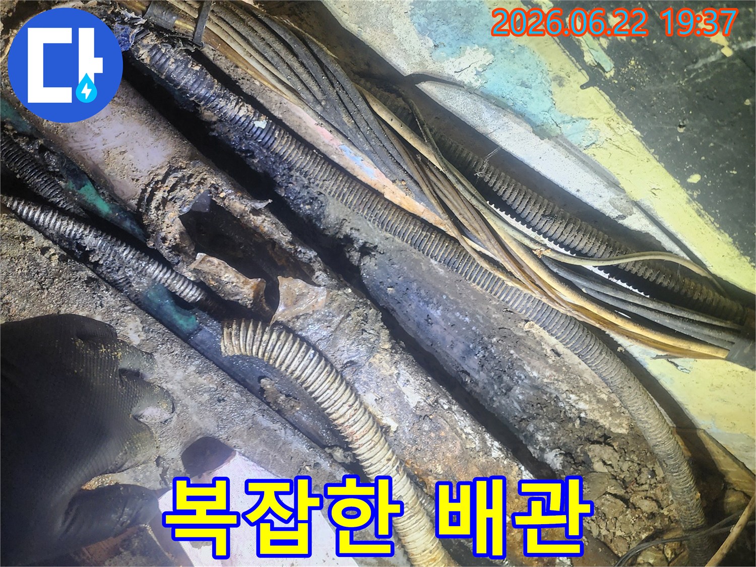 복잡하게-얽힌-지하-배관과-전선들-사이에서-발견된-누수-원인