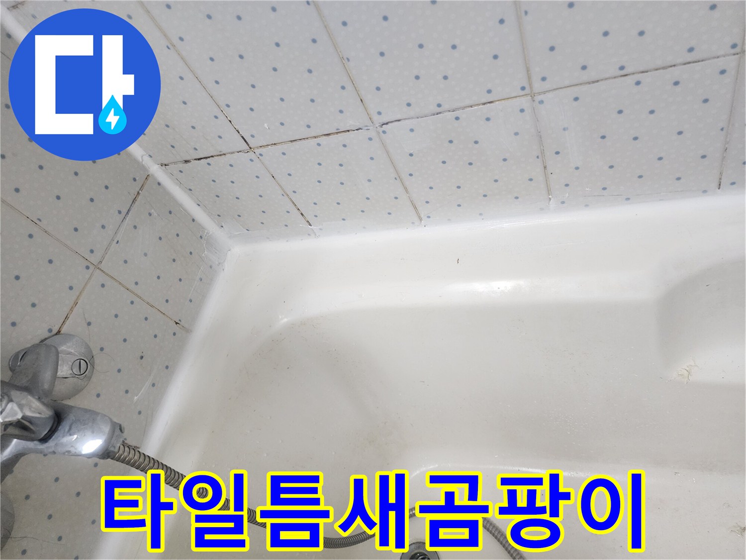 욕실-타일-사이-줄눈과-욕조-경계면의-오래된-실리콘에-낀-곰팡이-상태