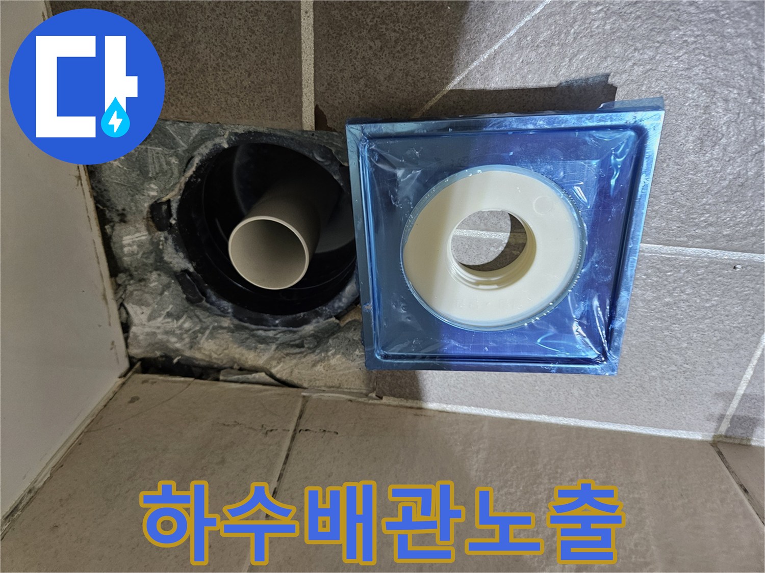 유가를 제거하여 드러난 하수 배관의 모습