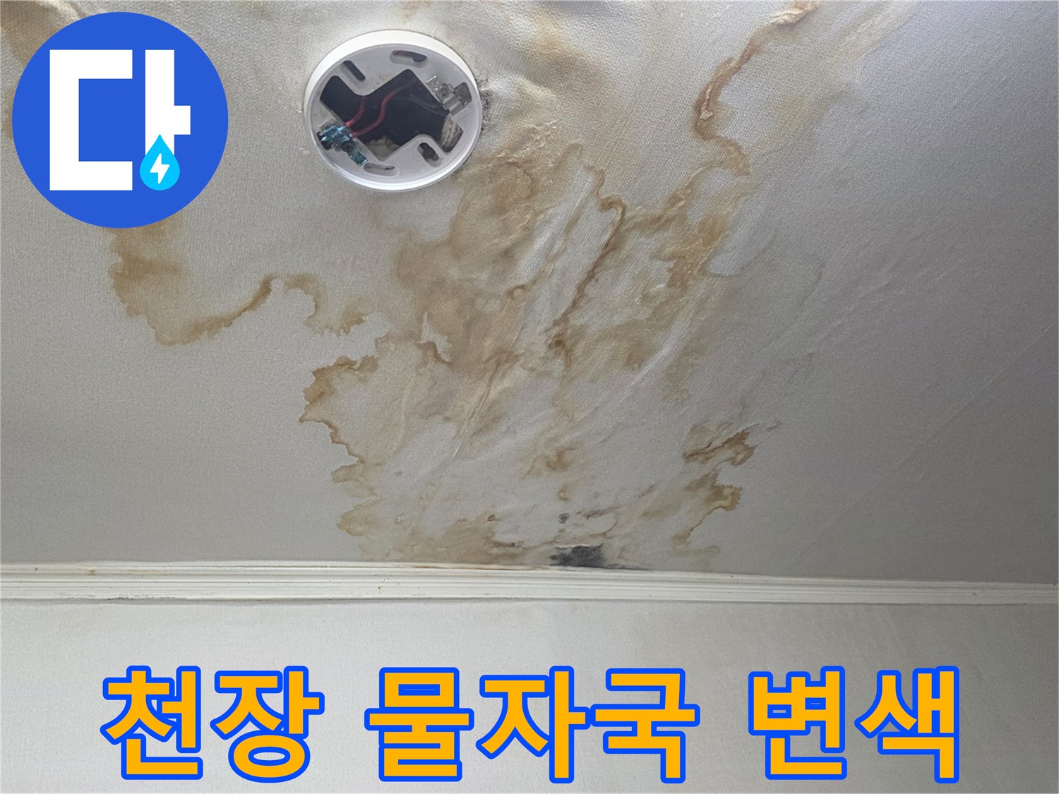 거실-천장-부분적인-황색-변색-및-물자국-상태