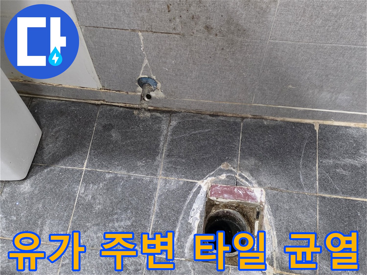 욕실 배수관-주변 타일의 틈새와 유가 접합부 상태
