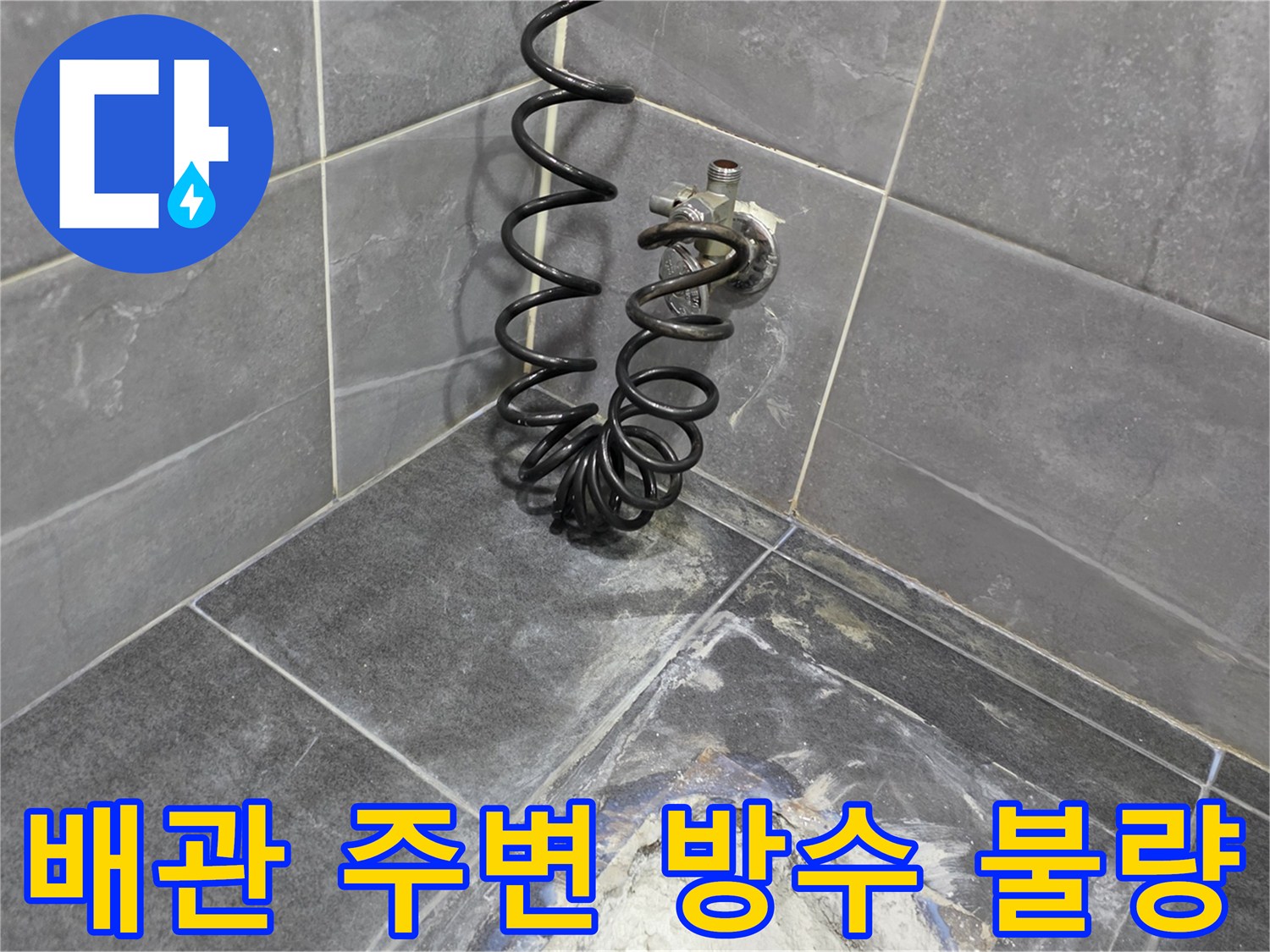 안양 동안구 욕실-배수 파이프 주변 타일 틈새 물침투 확인