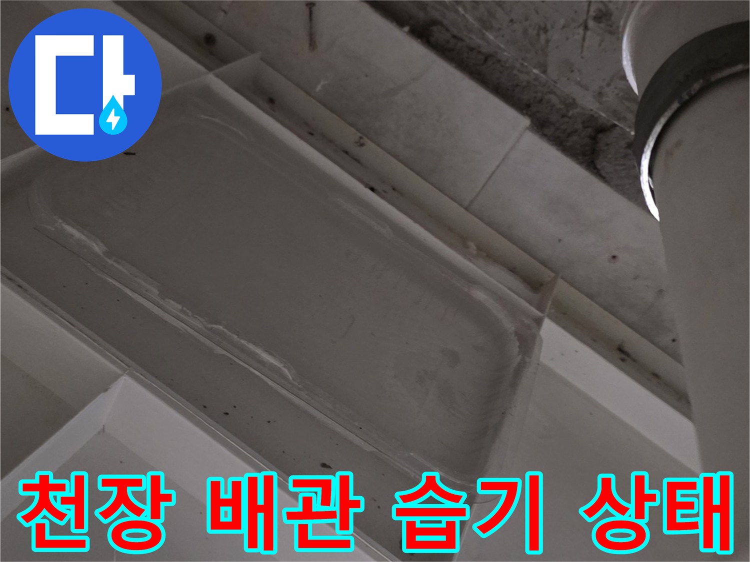 화장실 배수 파이프-연결 부위의 습윤된 상태