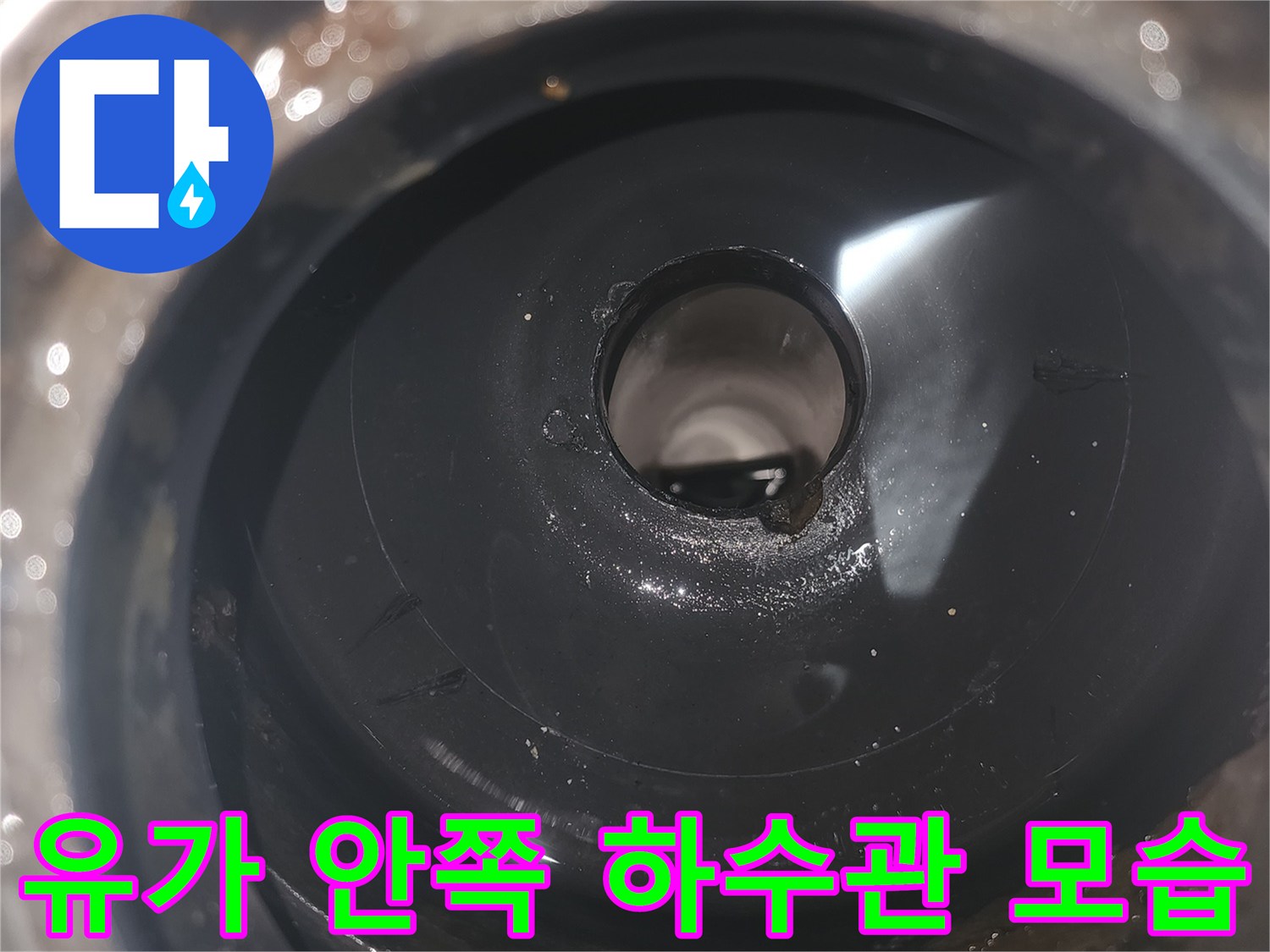 탈거된 유가 내부를 통해 본 하수관 연결 부위