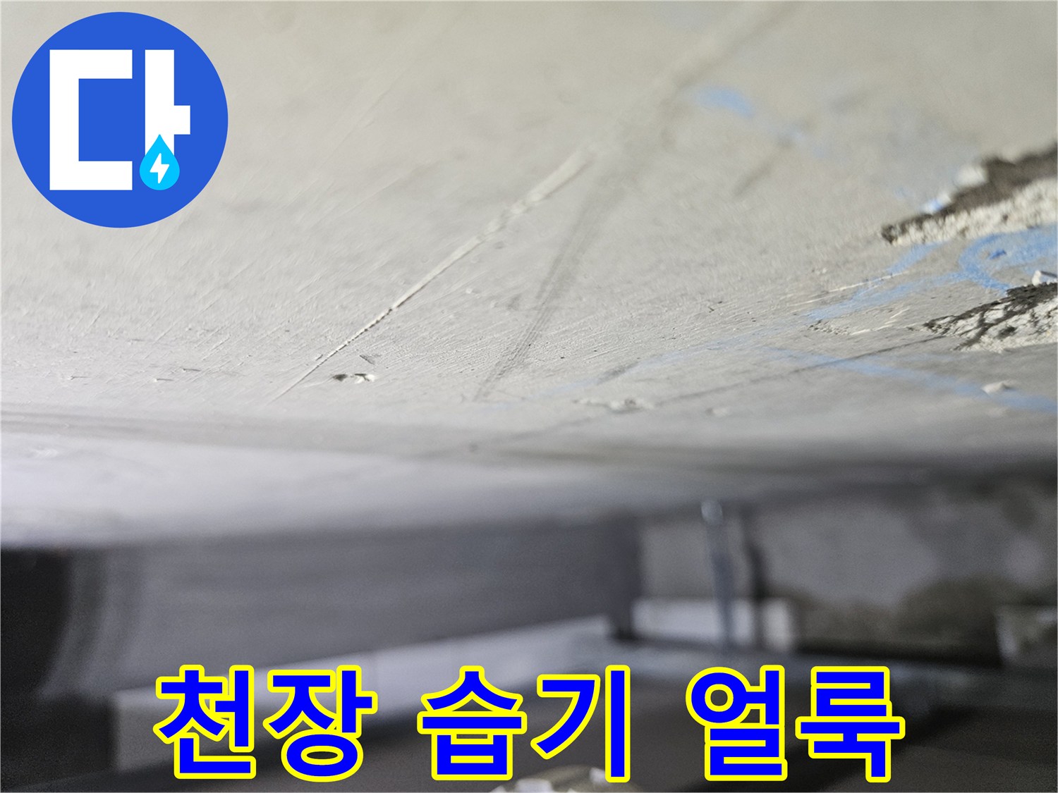 습기로 인해 변색된 천장 마감재의 모습