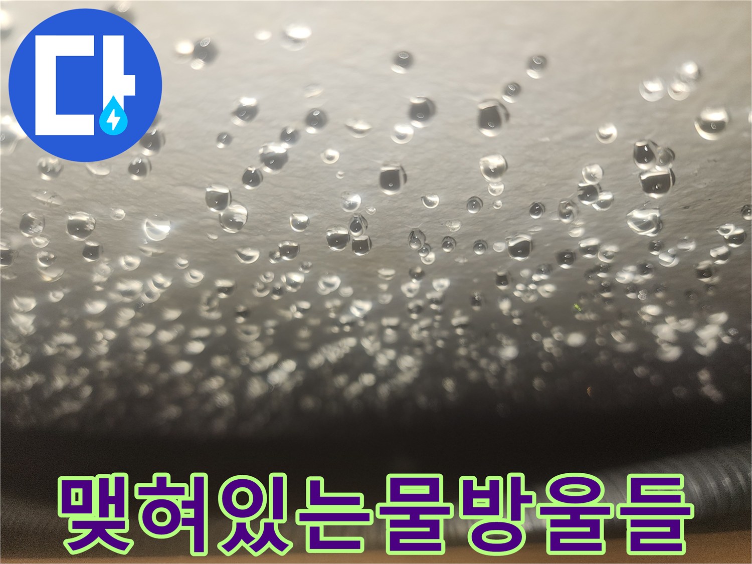 천장 표면-곳곳에 맺힌 수분과 물방울의 모습