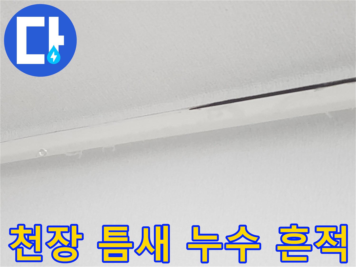 아랫집 천장-물기가 스며든 화장실 입구 틈새