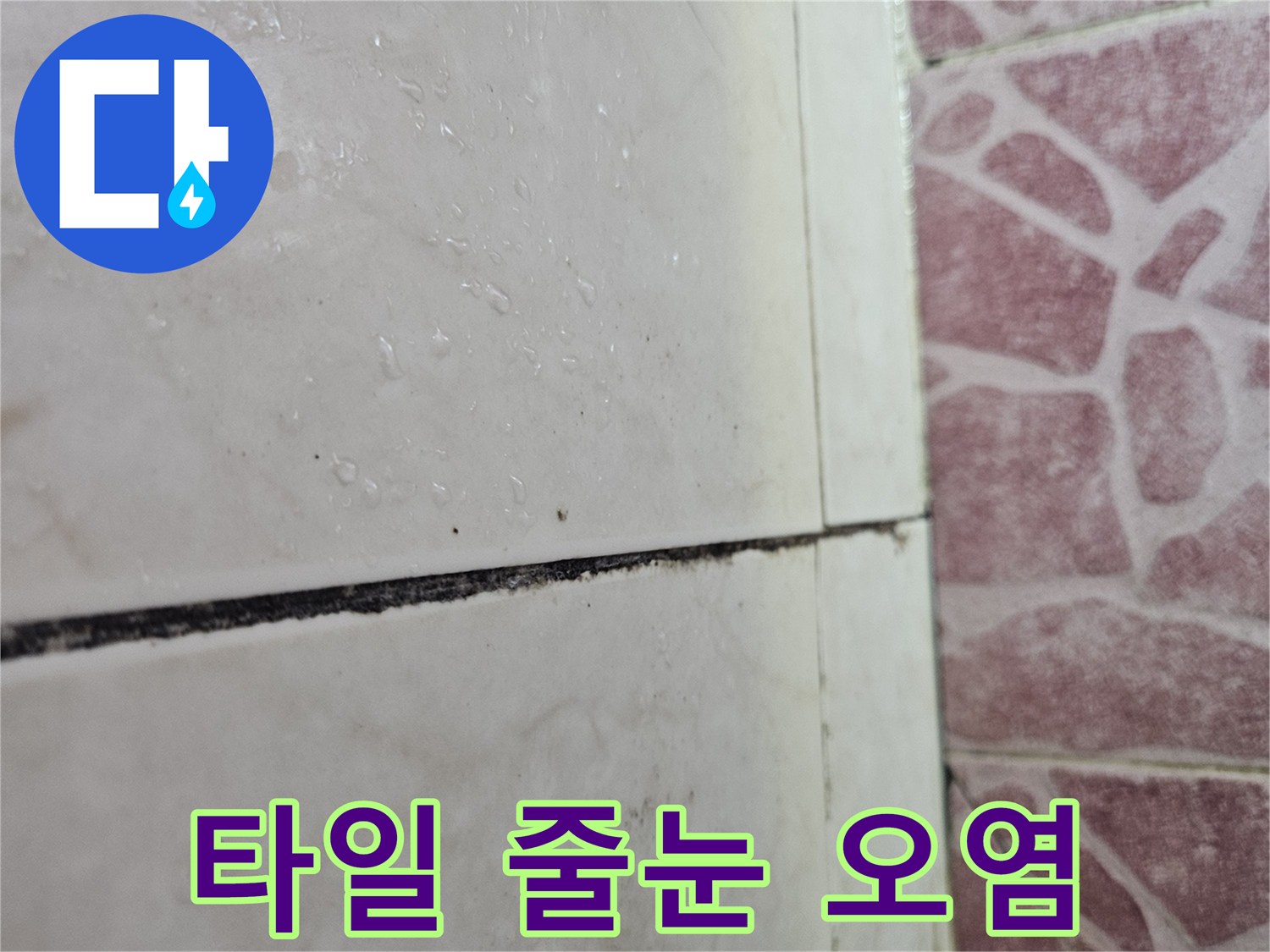 다용도실-타일-줄눈-사이의-검은색-오염과-습기