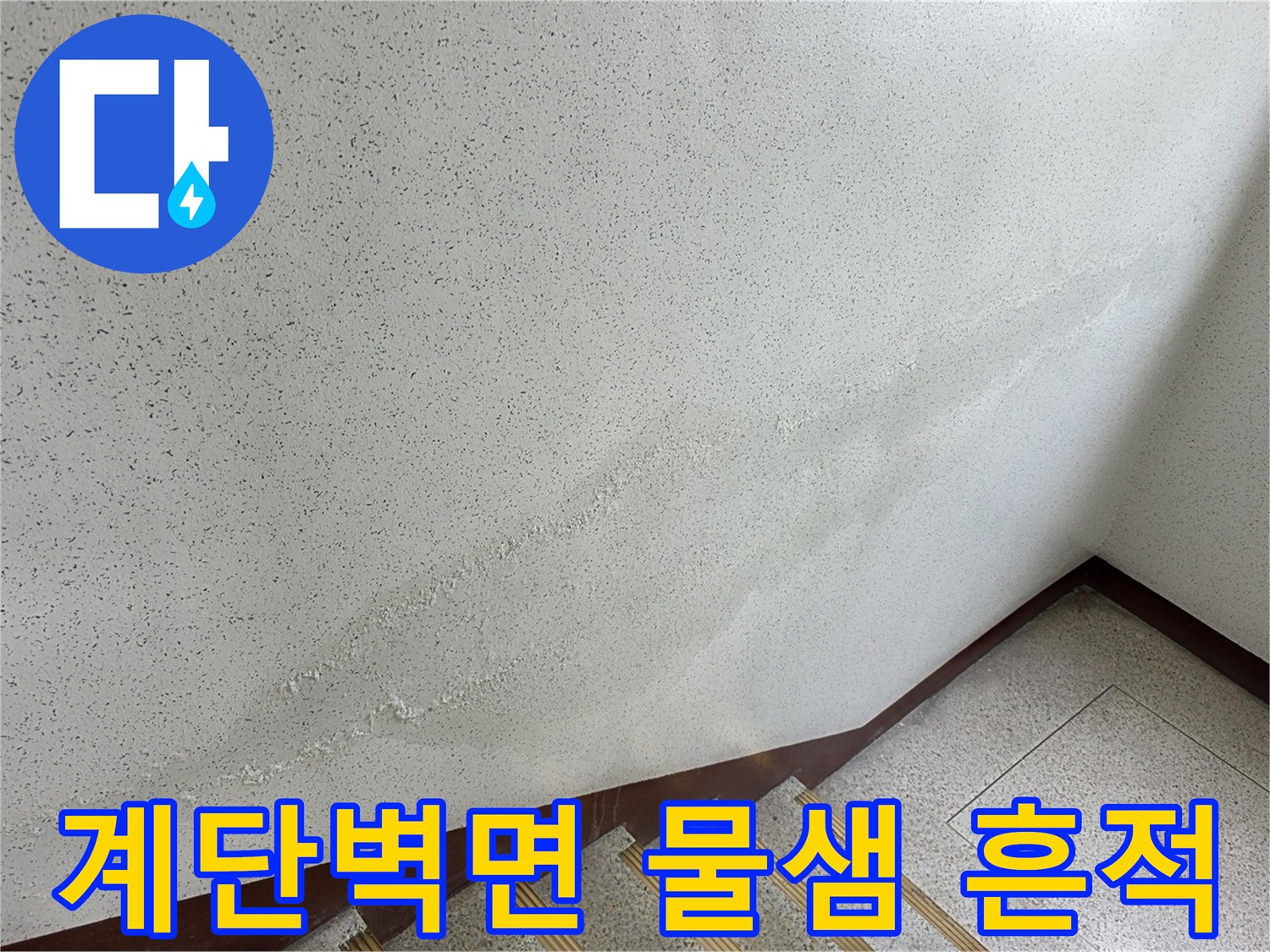 송파구 아파트 계단 벽면의 크랙과 습기 흔적