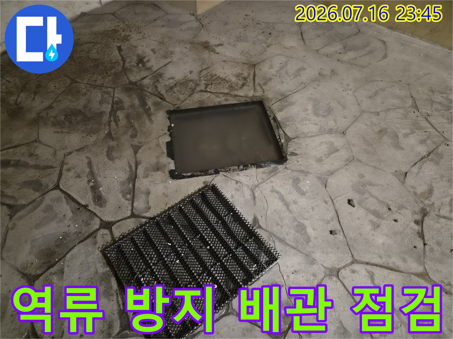 내시경 투입을 위해 노출된 하수구 입구 모습