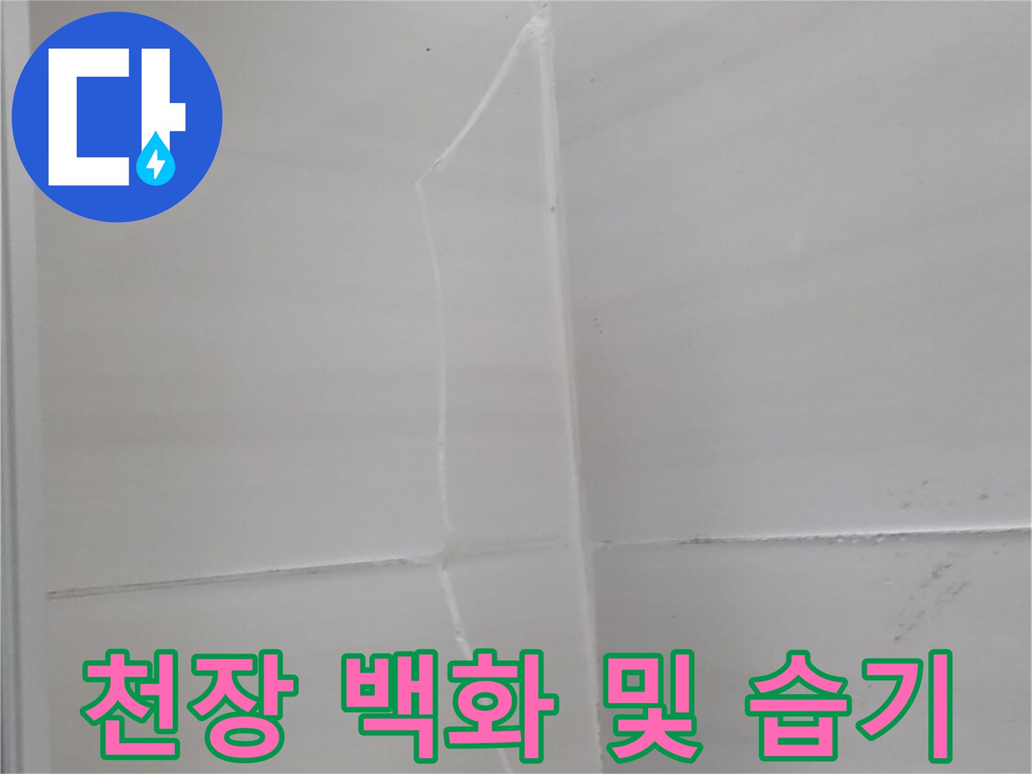 하얀-석회물이-맺힌-아랫집-화장실-천장-상태