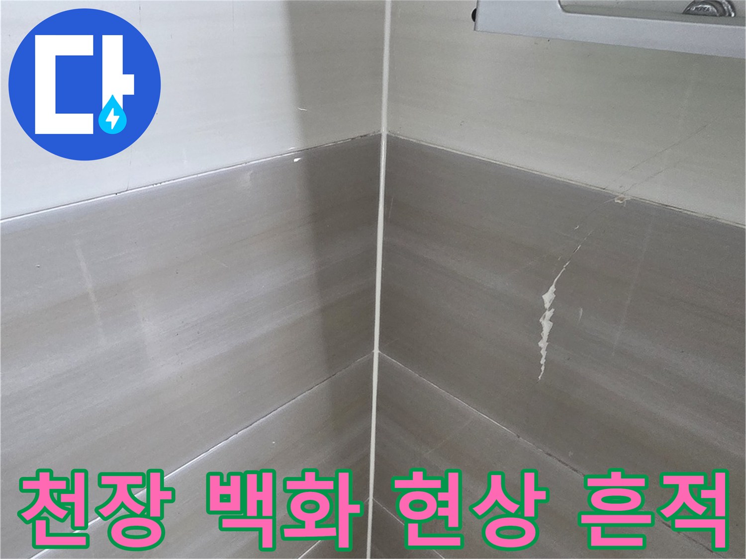 화장실 천장 슬라브-백화 현상이 발생한 모습
