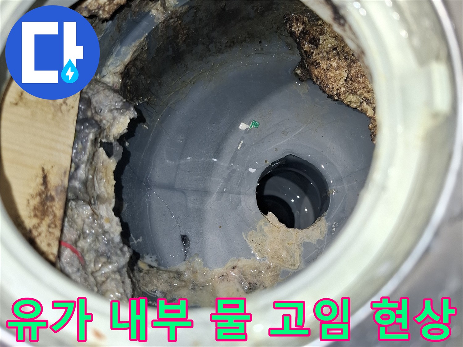 배수구-내부-주변에-고여있는-오염된-물과-이물질
