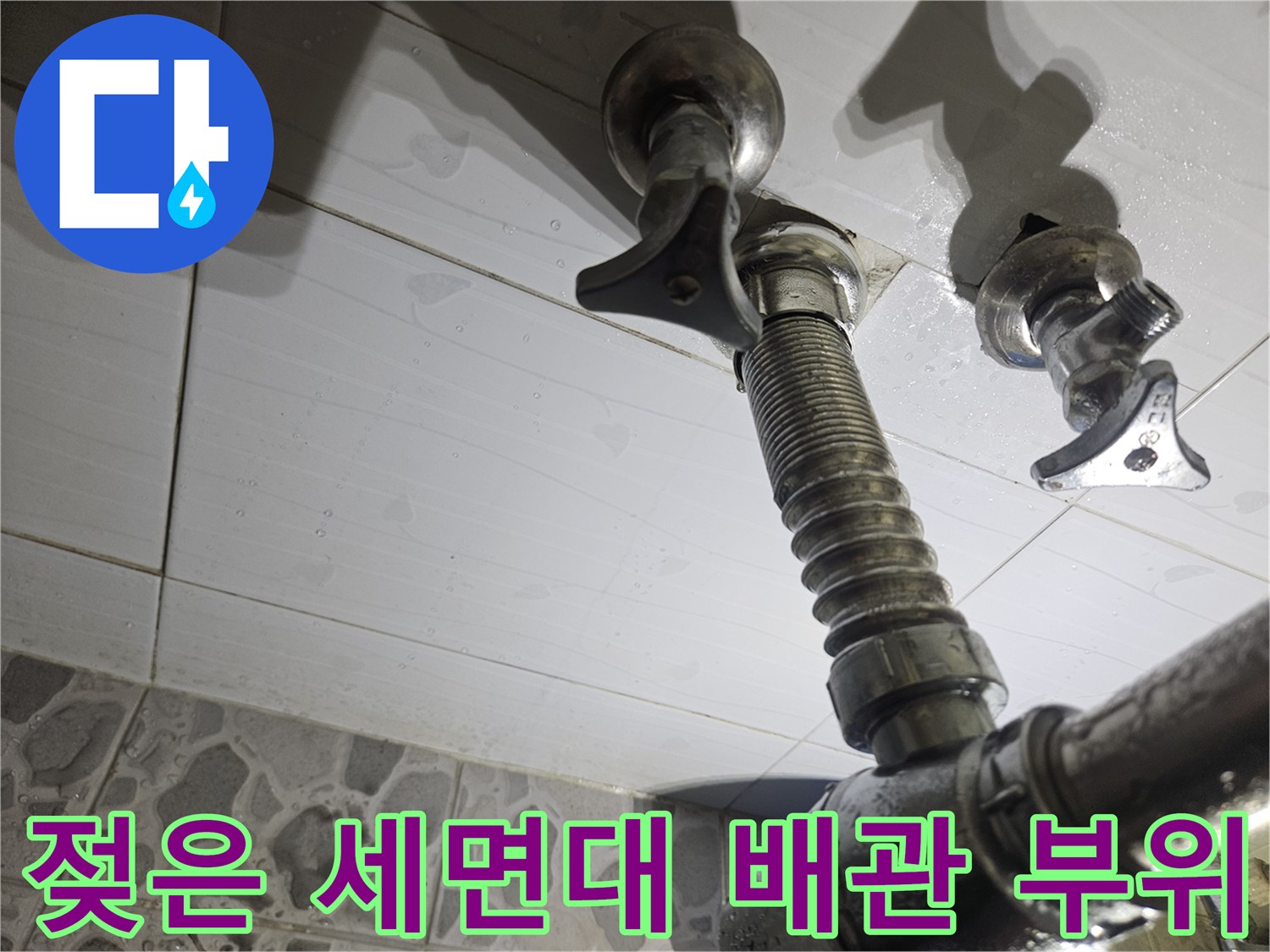 세면대-하단-연결-배관의-습윤한-표면