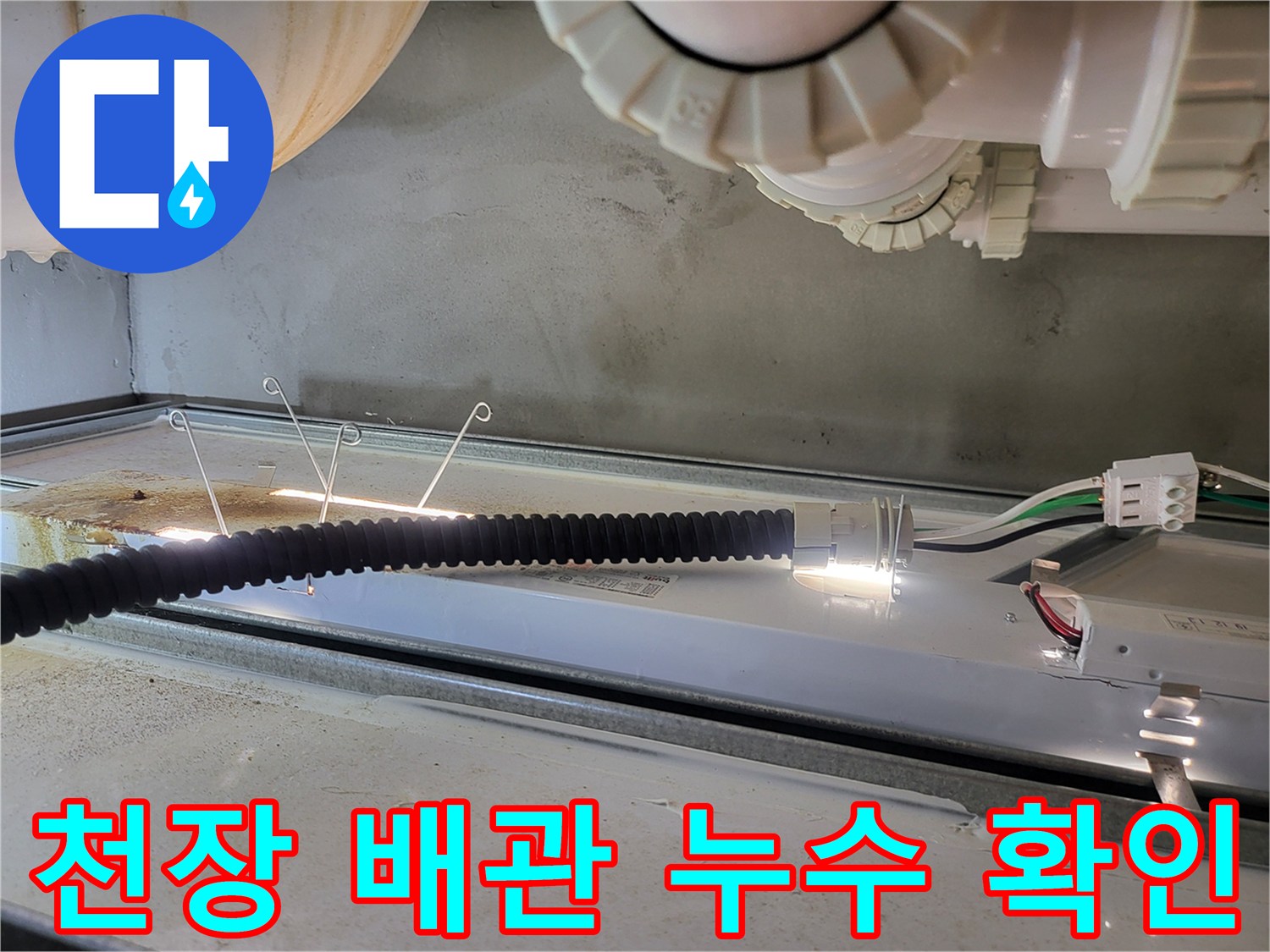화장실-천장-내부-배수관의-물샘-흔적-조사