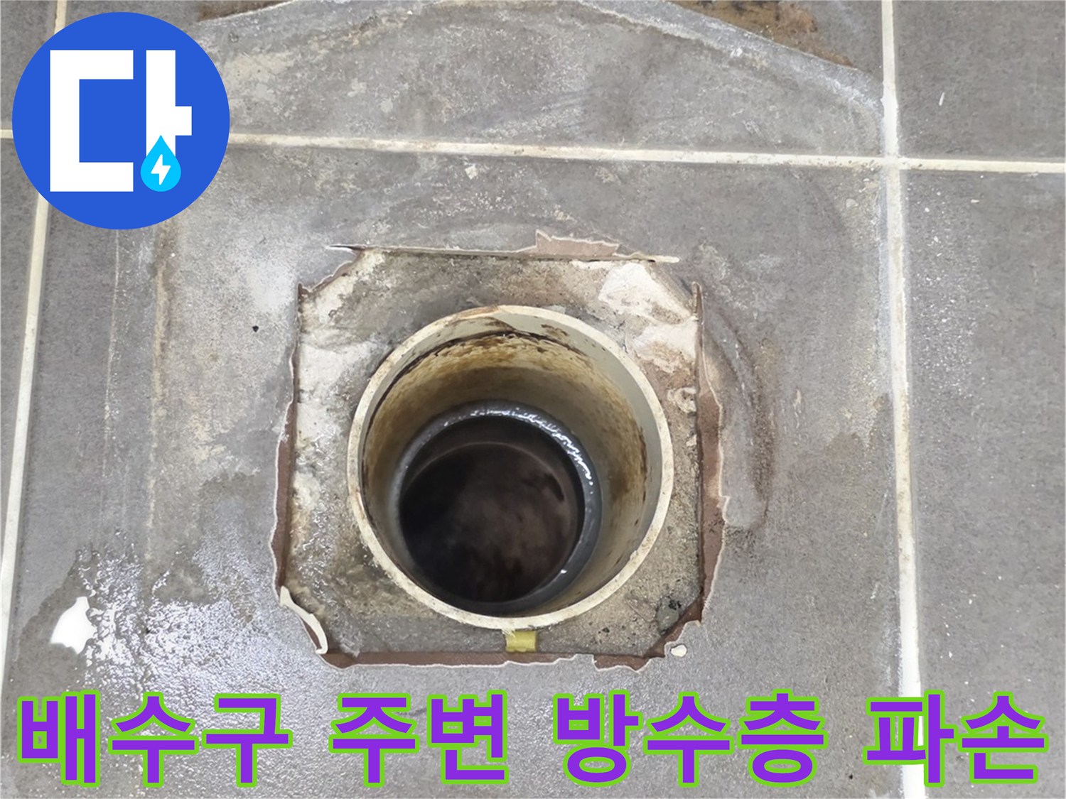 욕실-배수관-주변-방수층-파손-상태