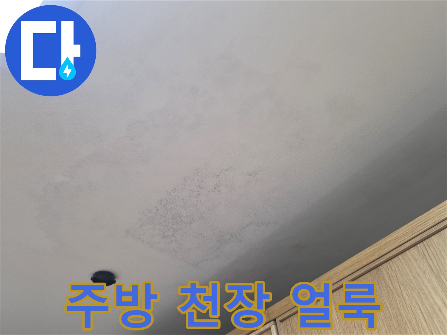 마포구 주방 천장에 발생한 넓은 물자국과 얼룩 현상