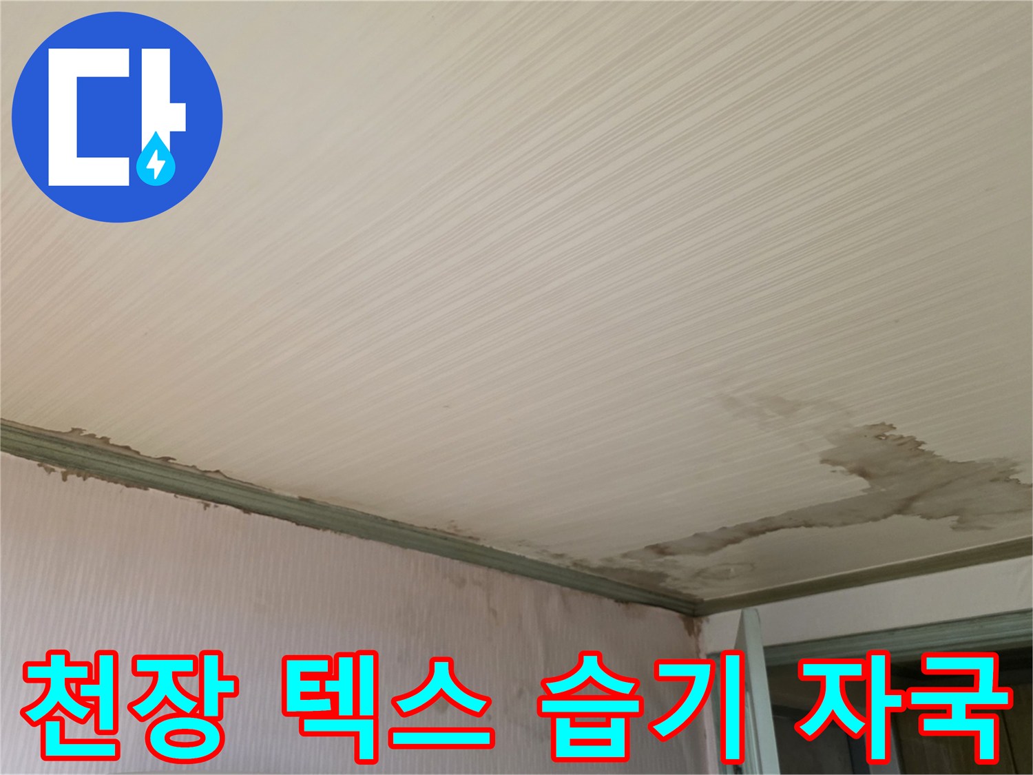 습기가 침투하여 변색된-천장 마감재 부위