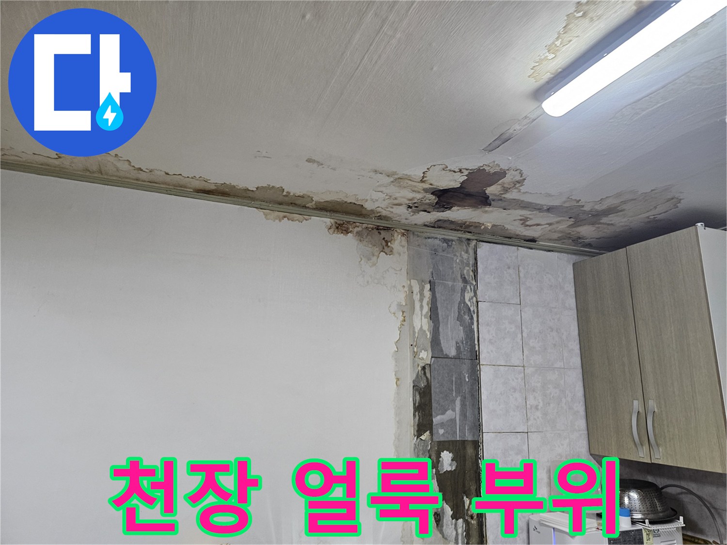 누수로-인해-얼룩진-상도동-빌라-천장
