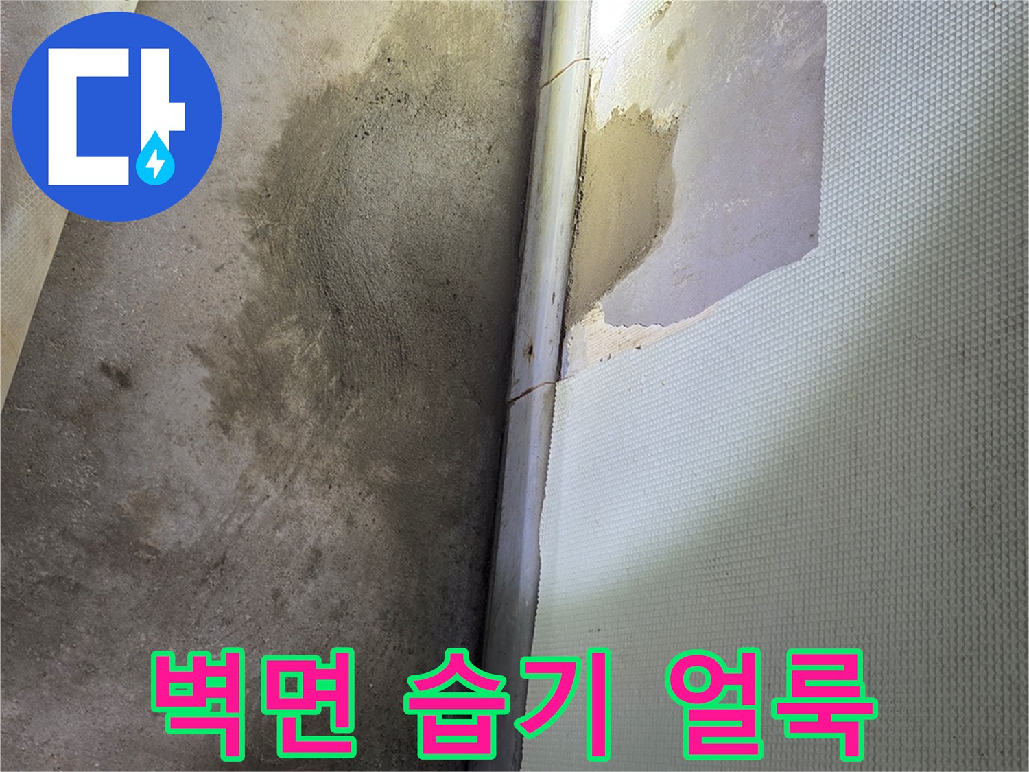 광주 신현동 현장-벽면 하단부의 습기로 인한 변색 상태