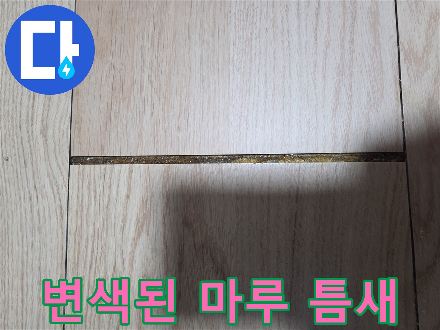 분당구 오피스텔-마루 틈새의 변색 상태를 보여주는 사진