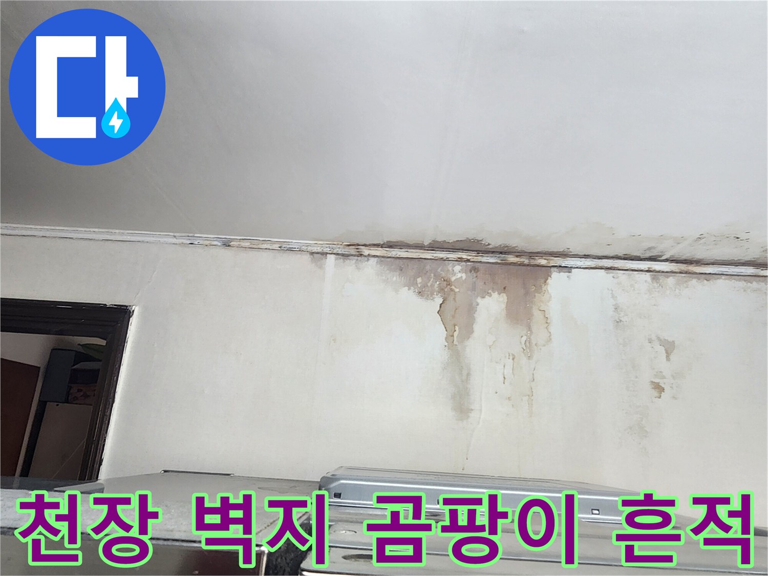 주방 천장 경계부-벽지 변색 및 곰팡이 발생