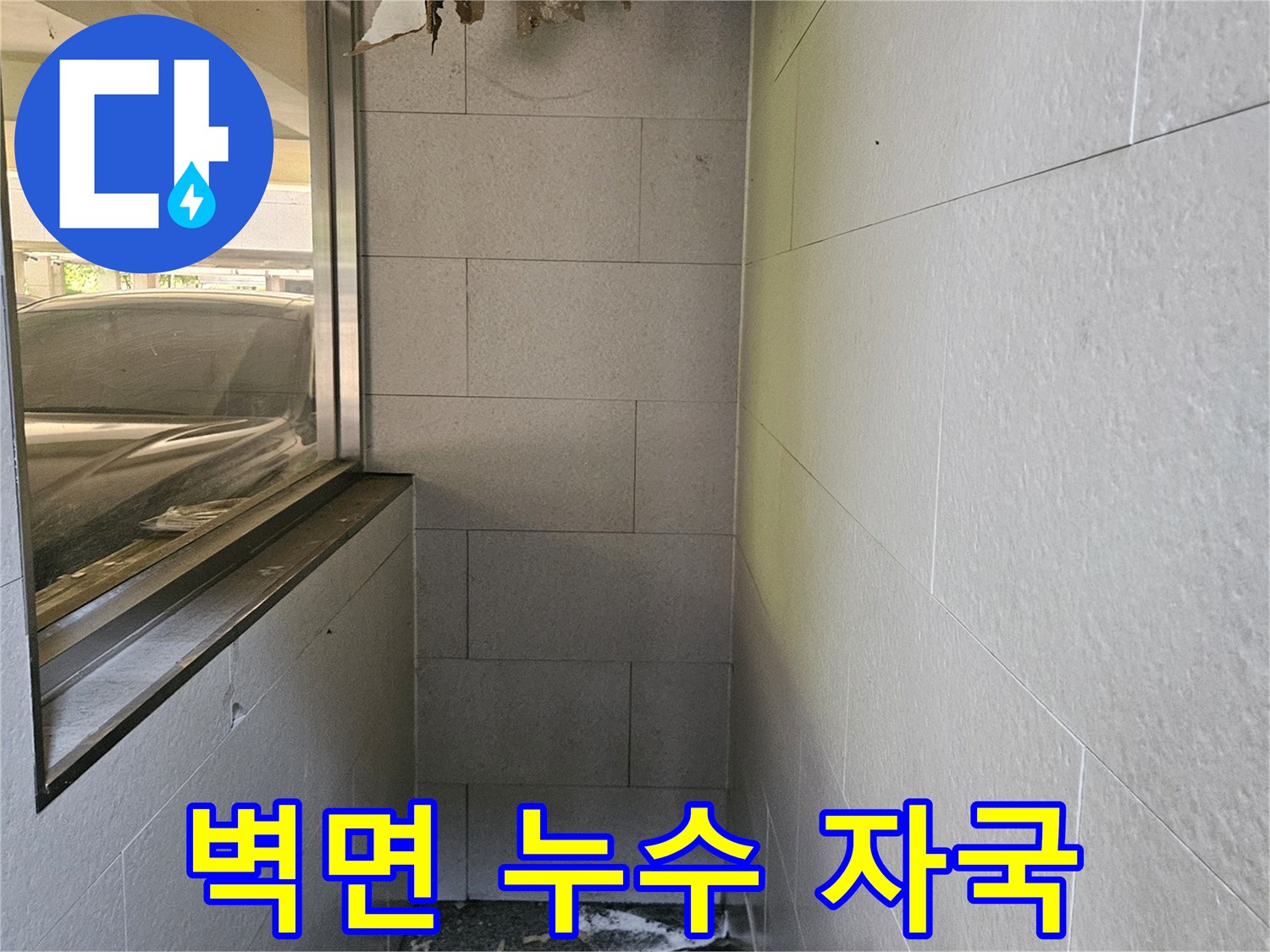 배관 파손으로 인한 벽면 물자국과 곰팡이