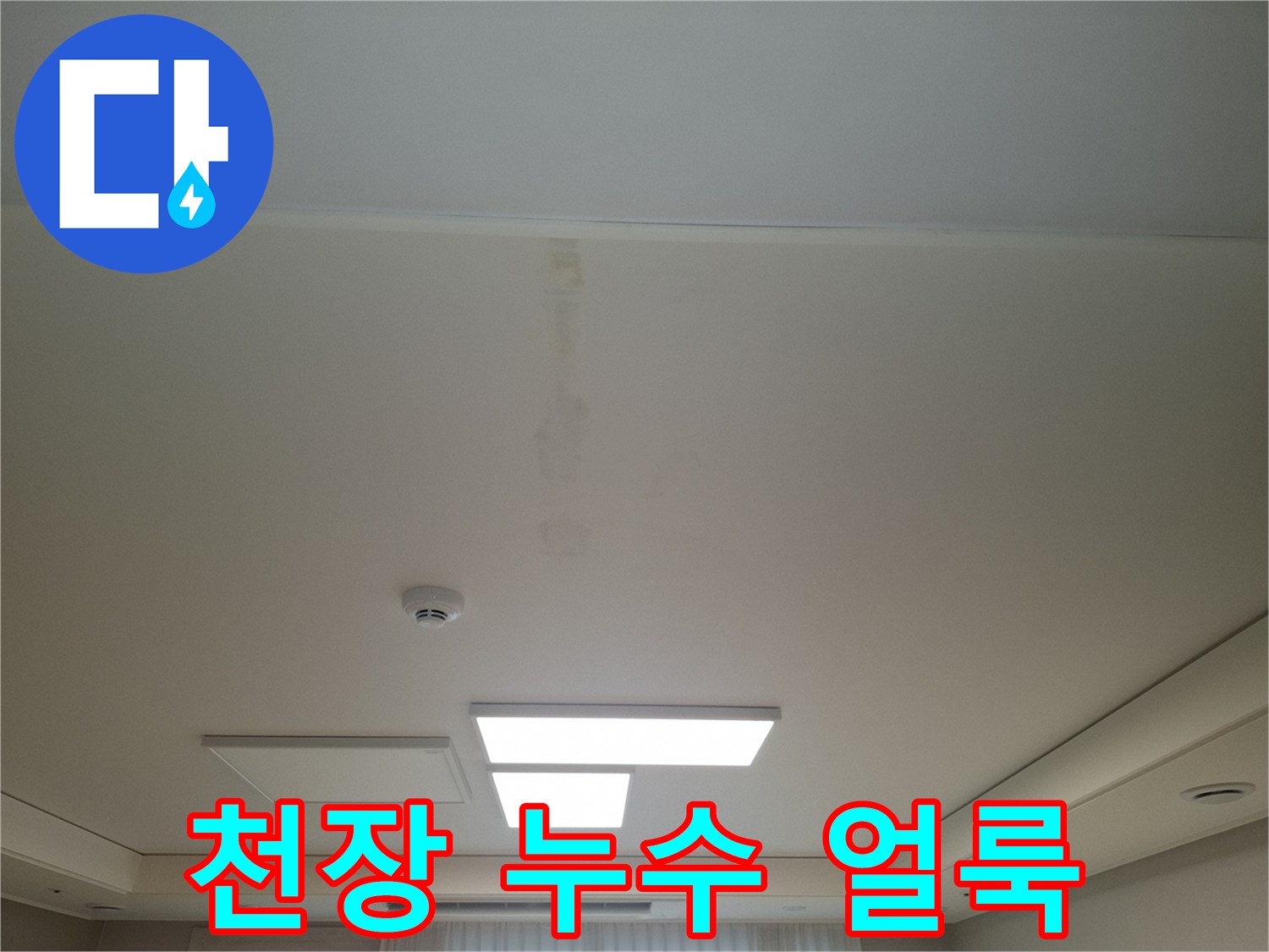 서대명구 아파트 주방 천장의 누수 흔적과 물자국