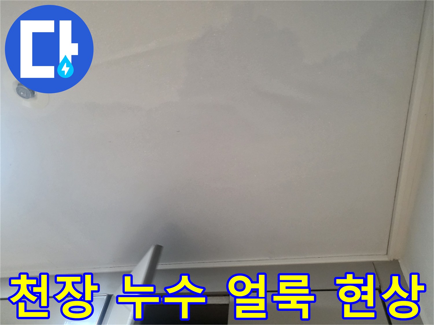소담동 아파트 화장실-물자국이 넓게 번진 천장 표면