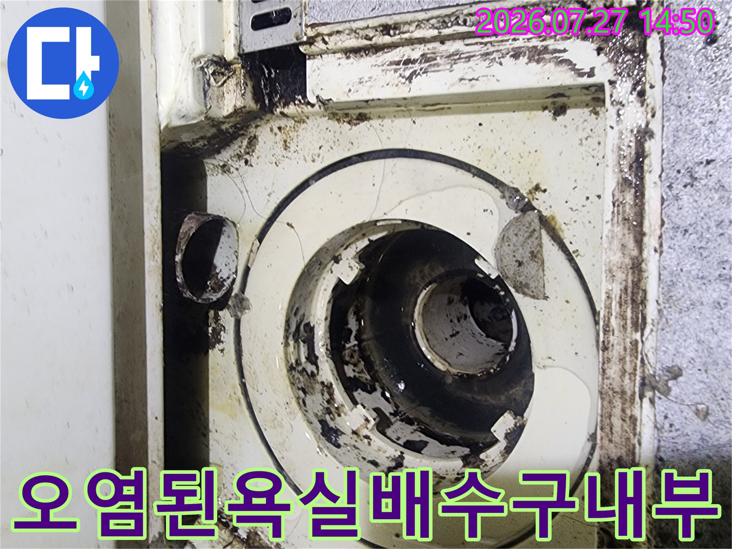 화장실-바닥-배수구-주변의-심한-오염과-배관-연결부위-상태